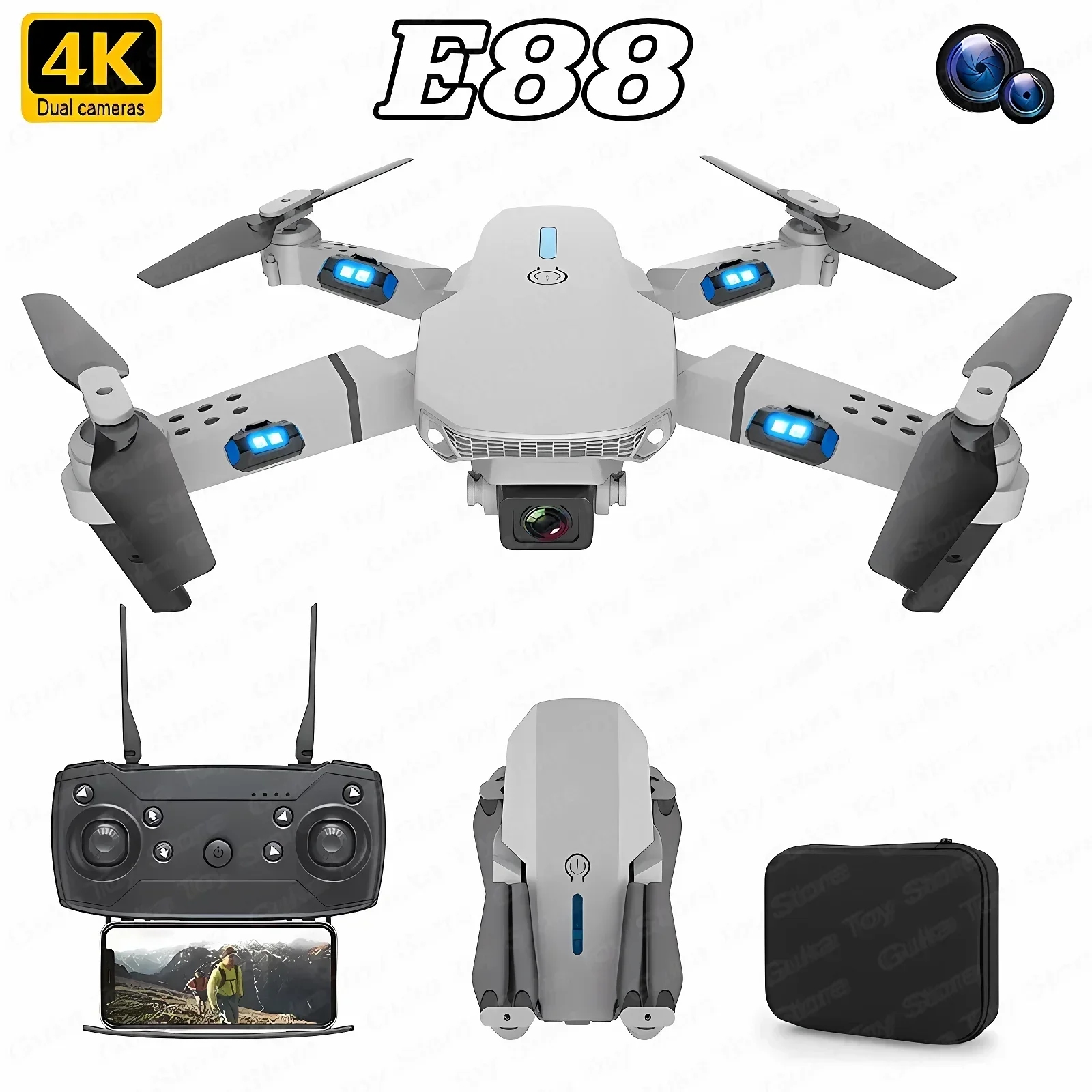 E88 pro wifi fpv drone grande  - Rc Helicopter Case avaliação e preço